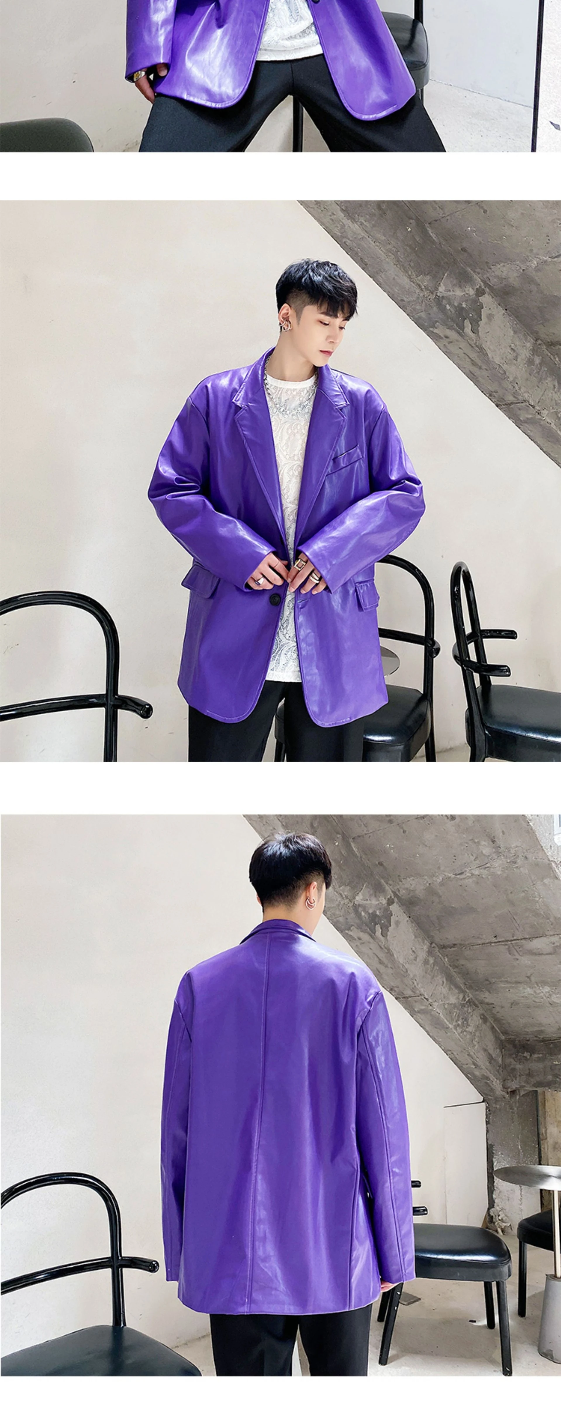 Title 3, Casaco masculino roxo personalizado estilo core...