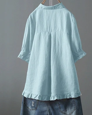 Title 10, Camisa casual feminina com babados e abotoament...