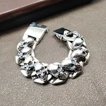 Pulseira de Pena e Caveira de Personalidade S925 para Homens Expresse sua personalidade com estilo! Uma pulseira única, perfeita para um visual marcante e autêntico. — foto 3