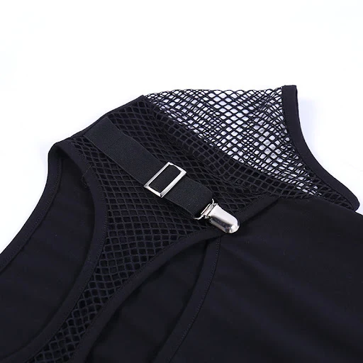 Title 10, Womens Pure Black Fashion Slim Hollow Mesh Pat...