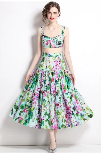 Title 6, Printed High Waist Skirt Two-piece Suit. Achiev...