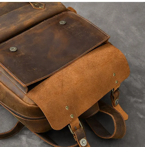 Title 21, Crazy Horse leather backpack, built for daily u...