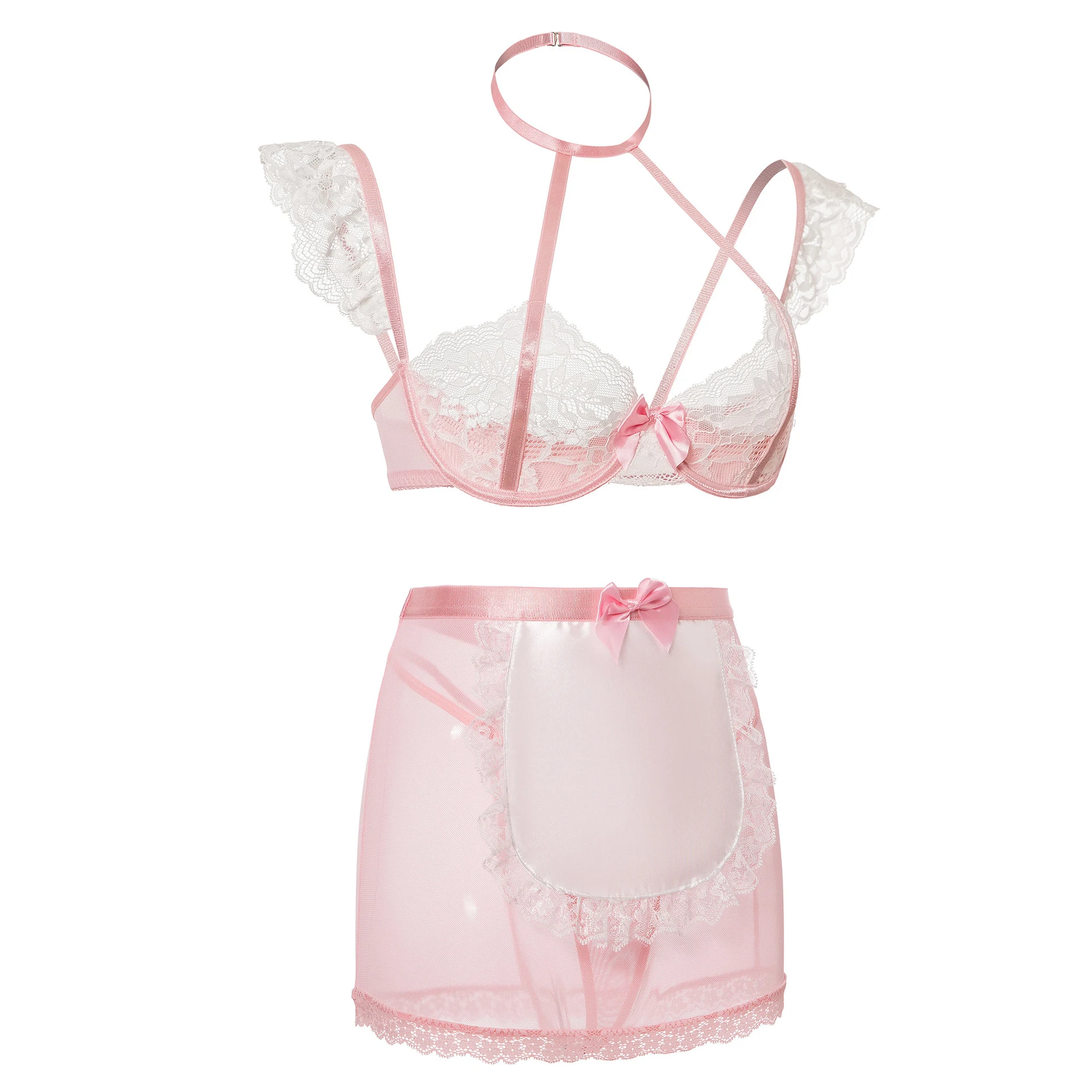Title 14, Womens Gathering Bra Lace Set Underwear Maid C...