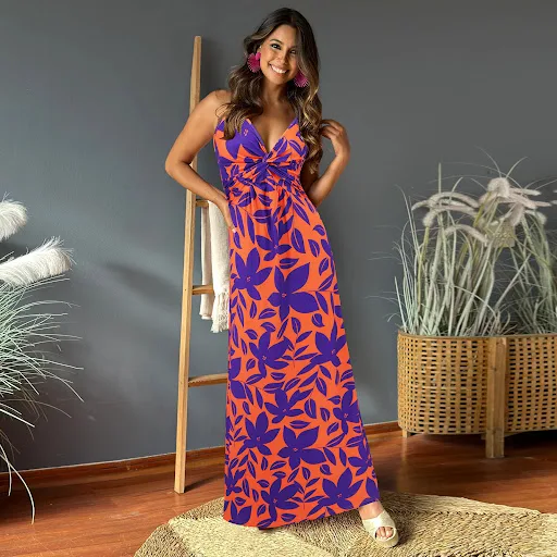 Title 13, Fashion Womens Sling V-neck Printed Elegant Dress