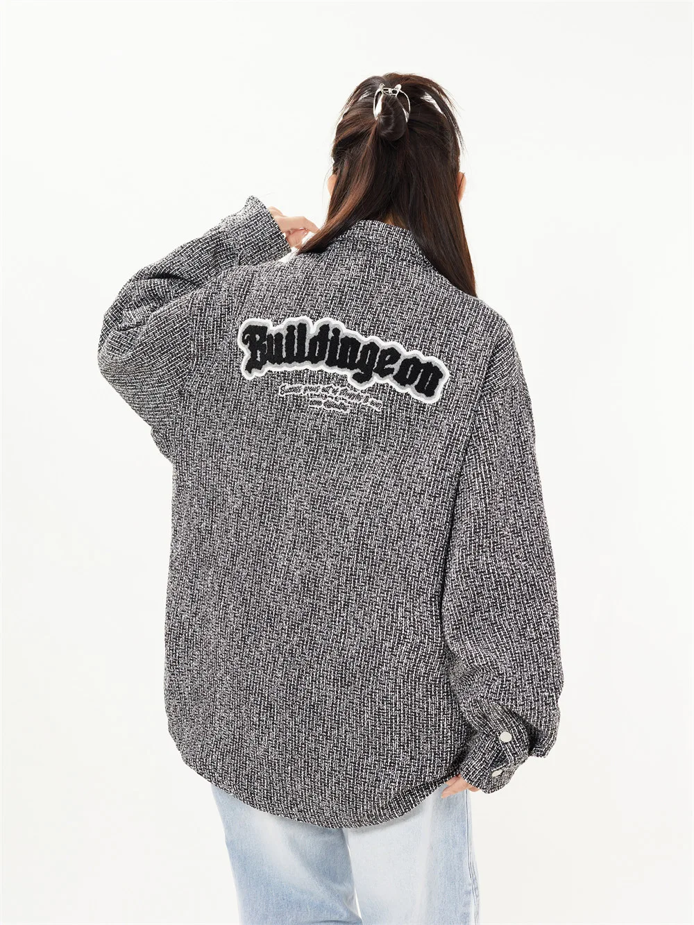 Title 10, Mens Letter Embroidery Woven Long-sleeved Shir...