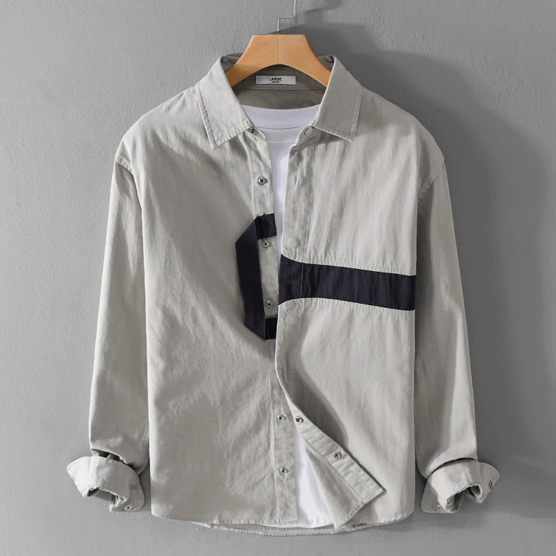 Camisa masculina de manga longa estampada casual solta, perfeita para um visual despojado e confortável no dia a dia — foto 4
