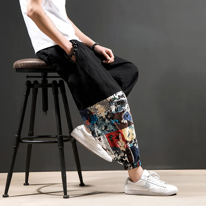 Title 4, Mens cotton linen casual loose harem pants. Co...