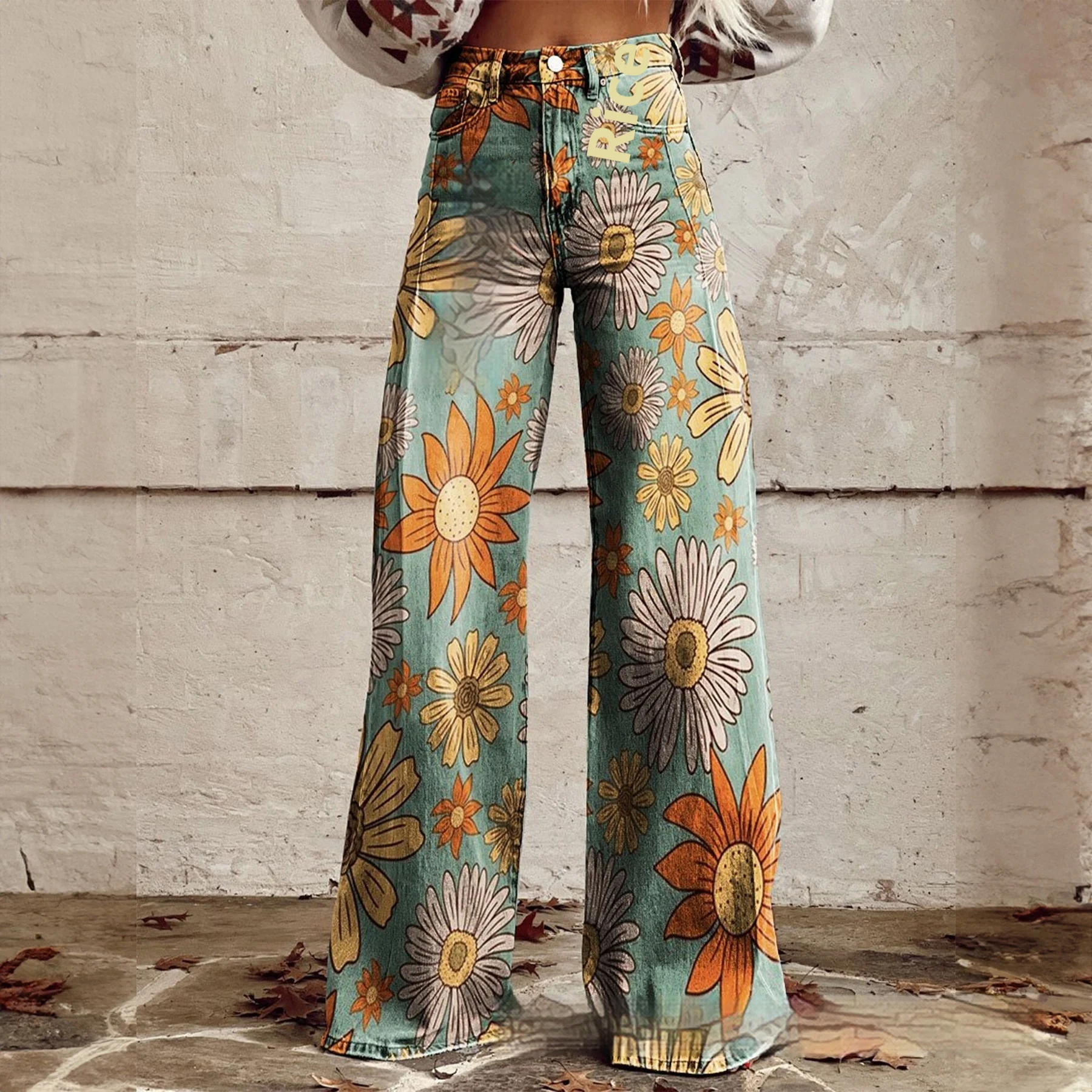 Calças Casuais Plus Size Femininas Comércio Exterior Jeans Imitação Finos, Pernas Largas, Conforto e Estilo para Você — foto 13