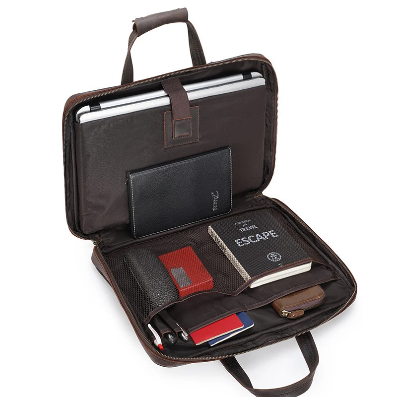 Title 5, Maleta de couro Retro Crazy Horse para homens, ...