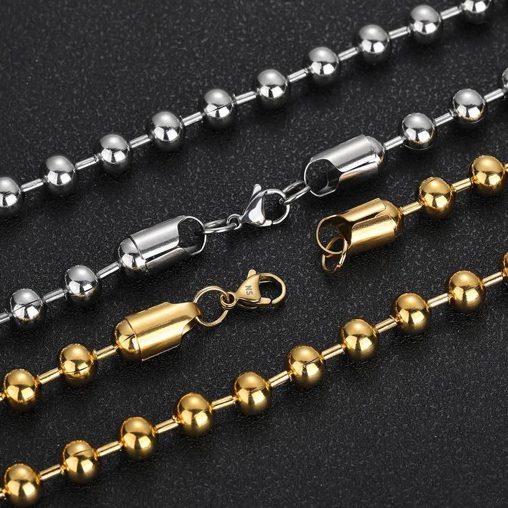 Herenketting met 8mm roestvrijstalen kogelketting en kreeftsluiting, stijlvol en duurzaam. — foto 8
