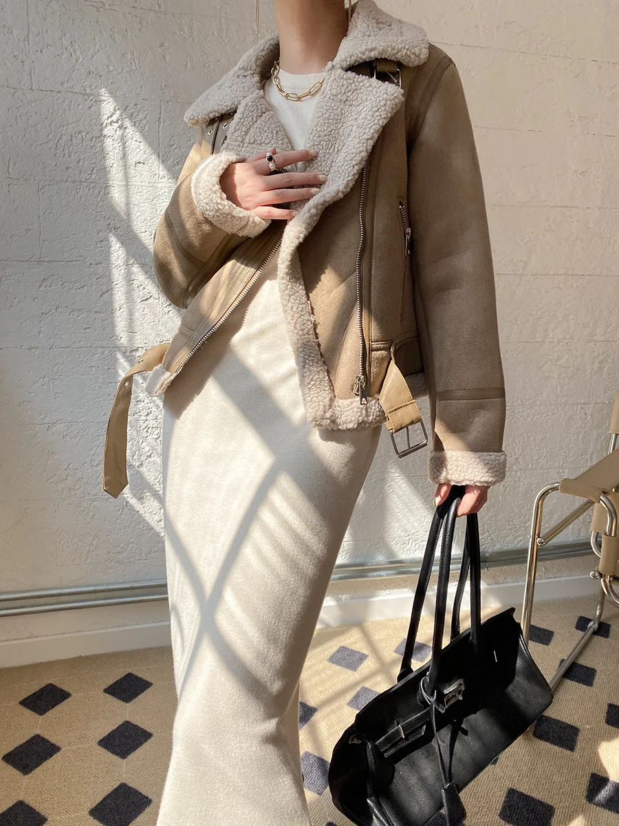Title 15, Womens Lamb Fur and Cotton Motorcycle Jacket, ...
