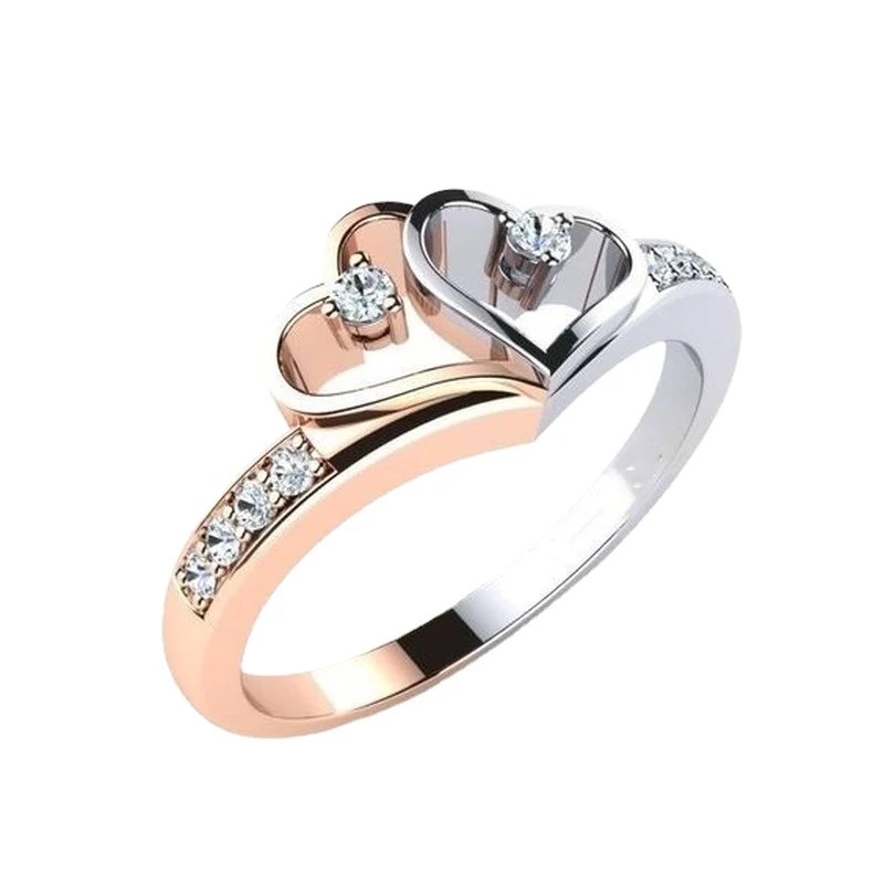Anel Micro Set de Duplo Coração em Ouro 18K Amor Eterno Joia Delicada Presente Ideal para Ela Declaração de Sentimentos — foto 1