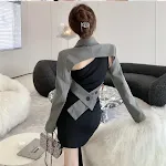 Vestido Slim Temperamento Moderno de Duas Peças, ideal para um visual elegante e estiloso. Perfeito para diversas ocasiões, realçando a silhueta feminina. — foto 4