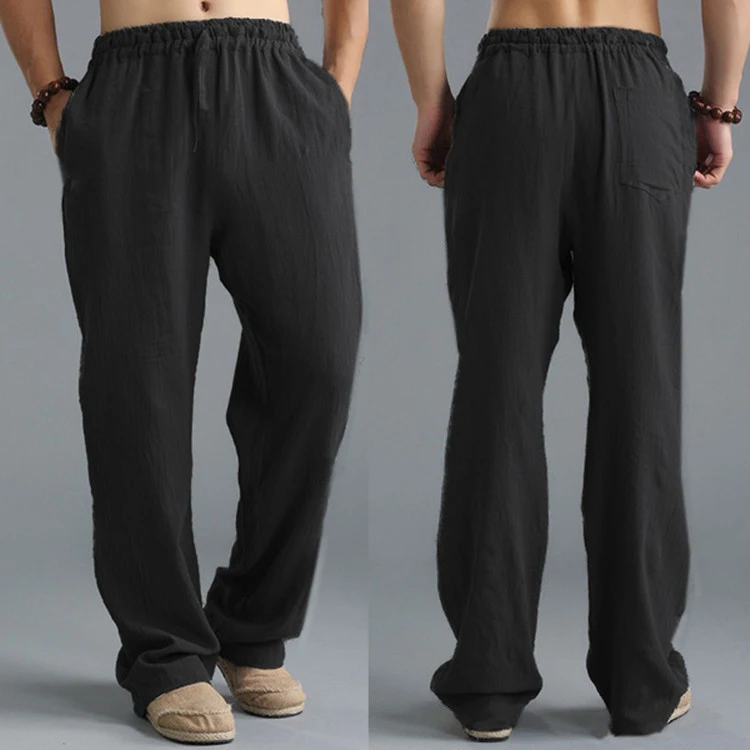 Calças esportivas casuais soltas de linho respirável para homens. Conforto e leveza para atividades e uso diário. Perfeitas para climas quentes. — foto 9