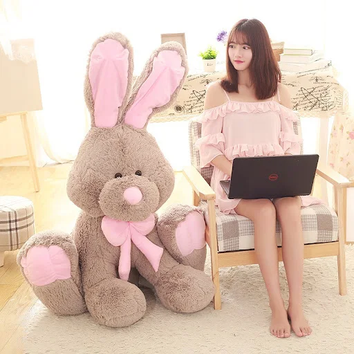 Title 1, Long-eared bunny doll plush toy, soft and cuddl...