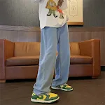 Heren Retro Jeans Baggy Straight Broek Comfortabele Pasvorm Rechte Pijpen Vintage Stijl Casual Look Ideaal voor Dagelijks Gebruik en Vrije Tijd — foto 3