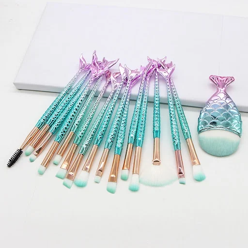 Title 15, 10 Mermaid Makeup Brushes Suit Beauty Tools Hot...