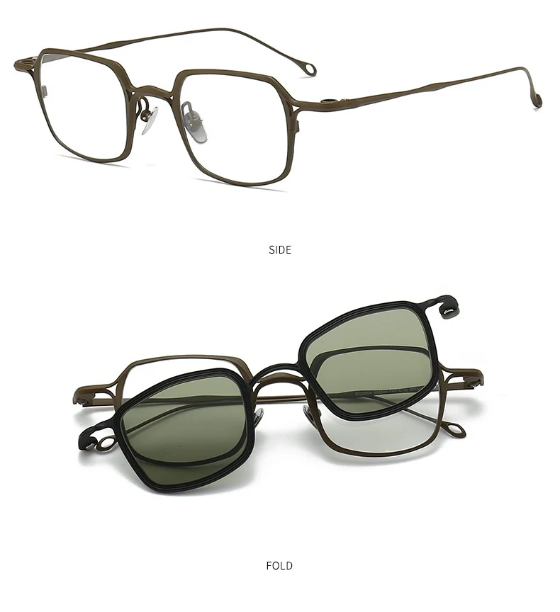 Niche Square Clip Pure Titanium Myopia Sunglasses Artistic Retro Design Magnetic Suction — photo 7
