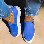 Sapatos Casuais Femininos de Plataforma, Bico Redondo, Cor Sólida, Tamanho Grande, Slip-on, Conforto e Estilo para o Dia a Dia. — foto 5