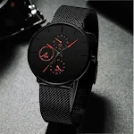 Relógio masculino com pulseira de malha ultrafina e temperamento fashion. Um acessório elegante para homens que buscam sofisticação e estilo. Ideal para o dia a dia. — foto 1