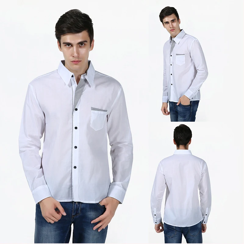 Title 10, Mens casual placket color-blocking long-sleeve...