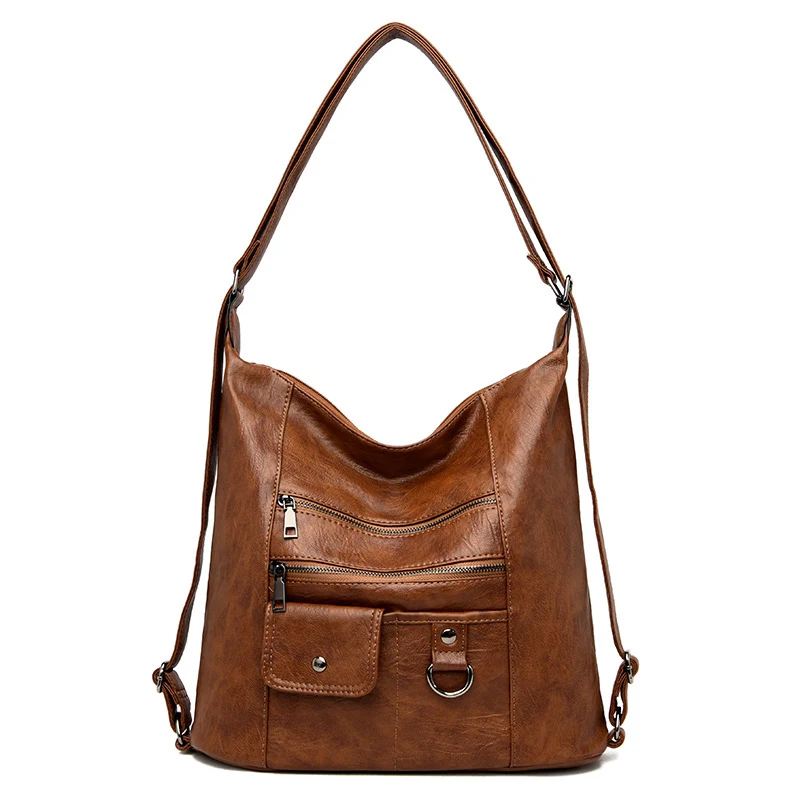 Title 3, Bolsa de ombro diagonal em couro macio. Confort...