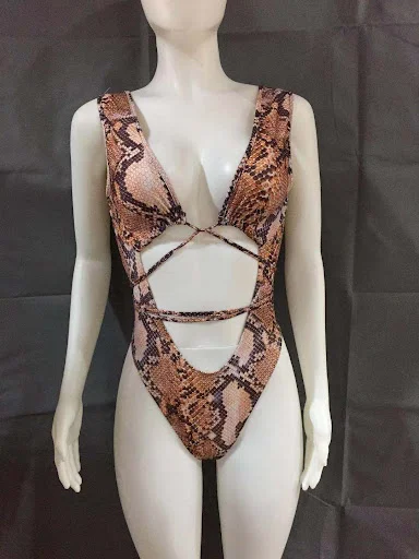 Title 2, Sexy Snakeskin Pattern Printed Strappy One-piec...