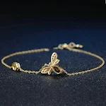 Pulseira feminina de abelha com citrino natural e peridoto, elegância e energia para seu dia a dia. Adicione um toque único ao seu visual. — foto 4