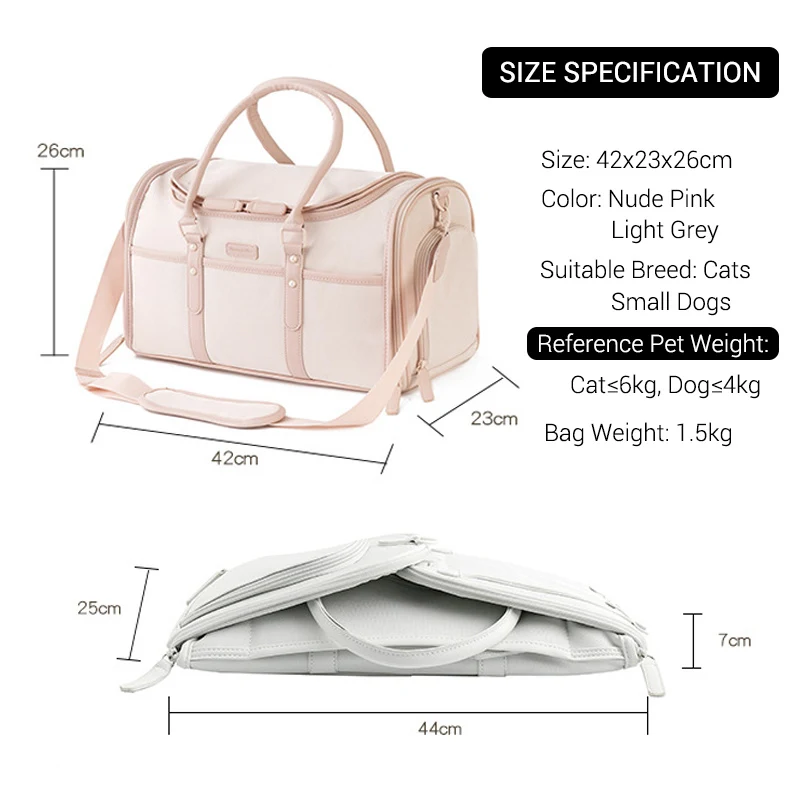 Title 1, Luxury Pet Carrier Bag For Small Dogs Nude Pink...