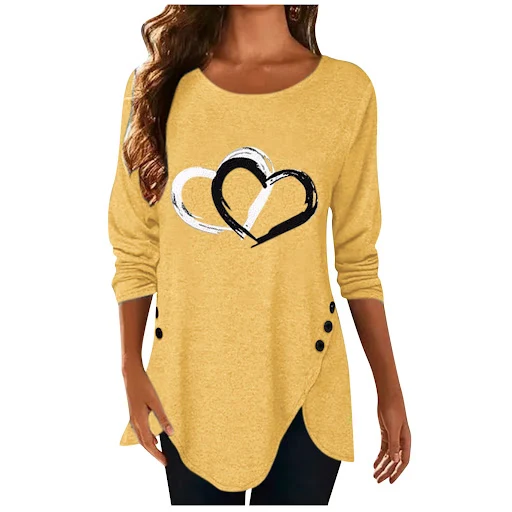 Title 6, European And American New Button Love Print Irr...
