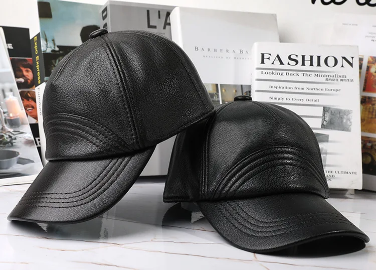 Title 5, Mens Leather Baseball Cap, Autumn and Winter, ...