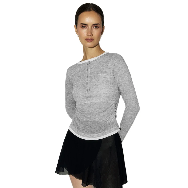Title 3, Womens Simple Style Fake Two Pieces Leisure Top
