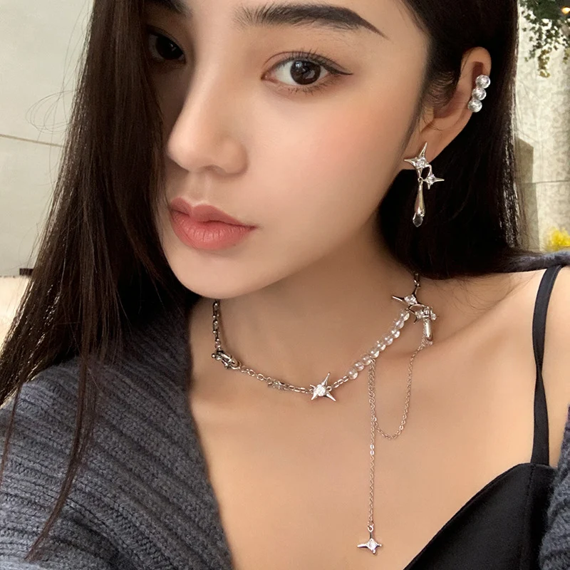 Colar de clavícula com pingente de gota d'água Diamond Star Awn. Fashion e elegante, ideal para realçar seu visual e adicionar brilho. — foto 6