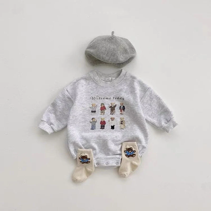 Baby katoenen romper Lange mouwen Cartoon letters Casual outfit Comfortabele kleding voor pasgeborenen Perfect voor dagelijks gebruik — foto 4