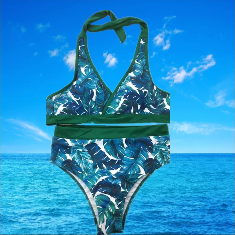 Large Size Split Swimsuit Women Floral Sexy Halterneck, a flattering and stylish choice for beach or pool, offering comf — photo 5