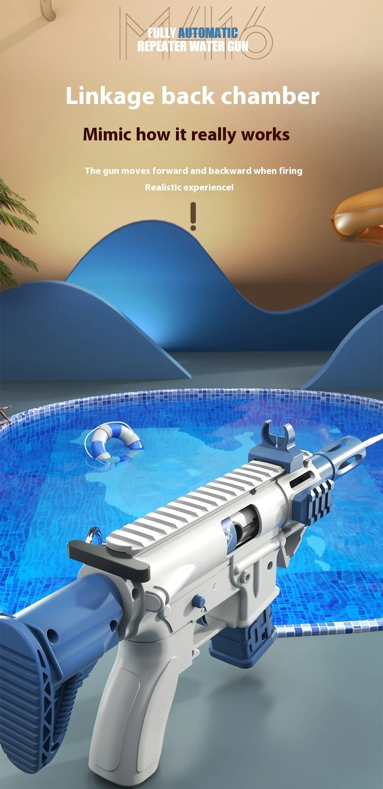 Pistola ad acqua manuale transfrontaliera per l'estate. Spara potenti getti d'acqua e divertiti con battaglie acquatiche epiche e facili. — foto 13