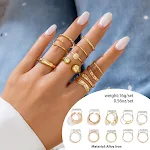 Conjunto de Anéis Abertos Esféricos Lisos Exagerados Adicione um toque de sofisticação ao seu visual com este conjunto de anéis moderno e elegante — foto 6