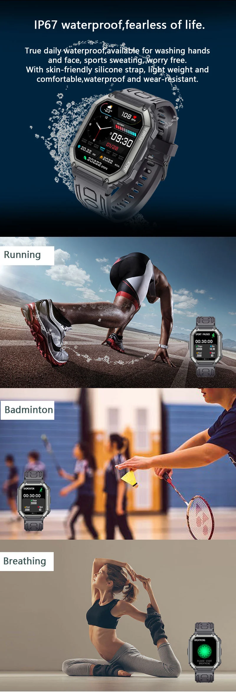 Title 8, KR06 Smart Watch with Bluetooth Call, Three-Pro...