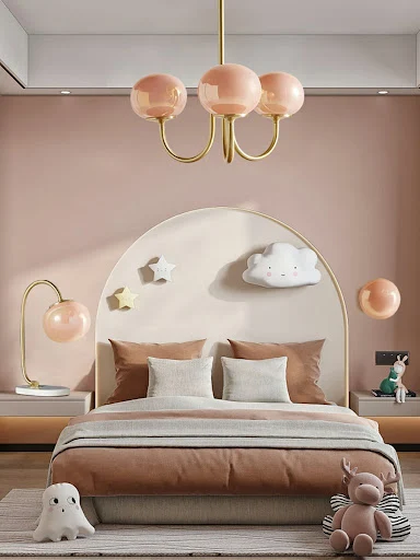 Title 3, Crème stijl slaapkamer kroonluchter gezellige w...
