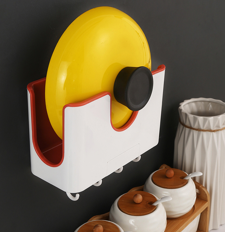 Wall-mounted pot holder, free punching design, kitchen organizer, easy installation, strong and functional, saves space — photo 1