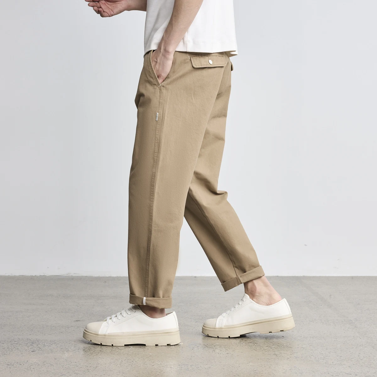 Katoenen rechte casual broek voor heren, eenvoudig en licht, perfect voor zakelijk gebruik en comfortabele dagelijkse kleding. — foto 3