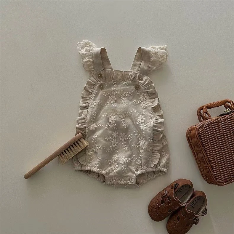 Spitzen Trägerhose für Baby Mädchen bezaubernd und bequem, ideal für besondere Anlässe, perfekt für Frühling und Sommer, leicht und luftig — foto 2