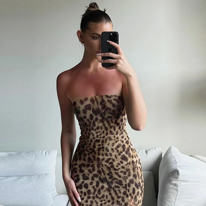 Title 6, Leopard Print Tube Top Dress with Off-Shoulder ...