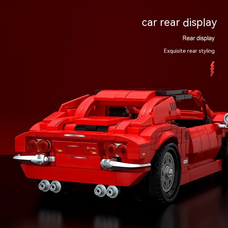 Blocos de montar carro esportivo de plástico para meninos, pequenas partículas, modelo montável, estimula a criatividade e habilidades manuais. — foto 3