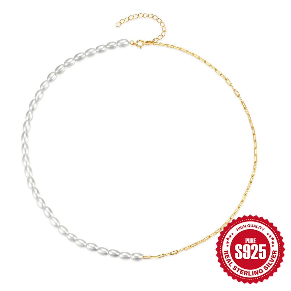 Colar com Corrente de Pérolas em Prata 925. Um acessório elegante e atemporal que adiciona um toque de sofisticação a qualquer look, ideal para ocasiões especiais. — foto 2