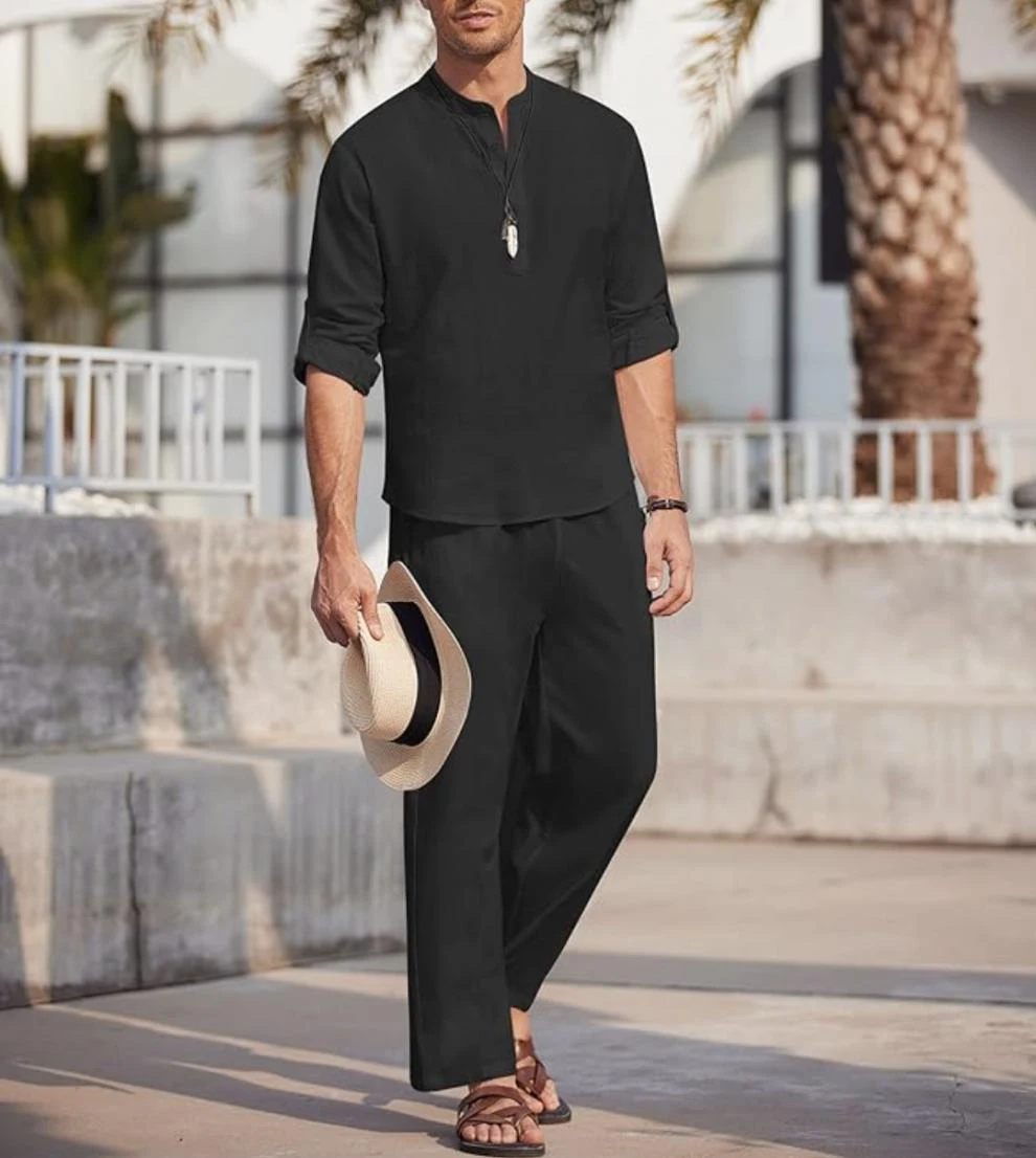 Title 4, Mens Solid Color Leisure T-Shirt and Trousers ...