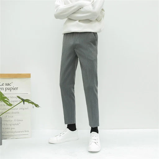 Title 3, Mens slim trousers straight-leg pants loose cr...