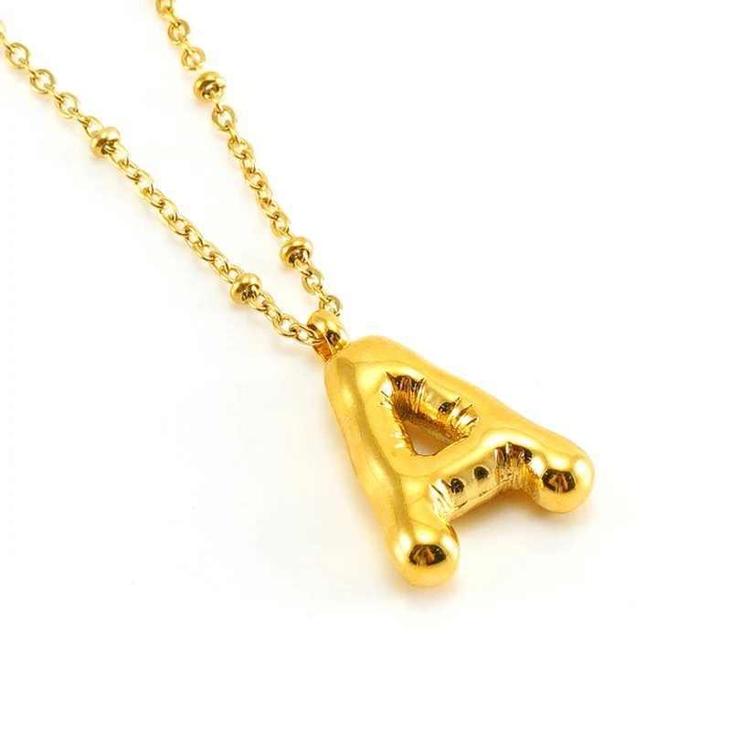 Colar com pingente de letra bubble para moda feminina. Um acessório estiloso e personalizável para realçar seu visual. — foto 42
