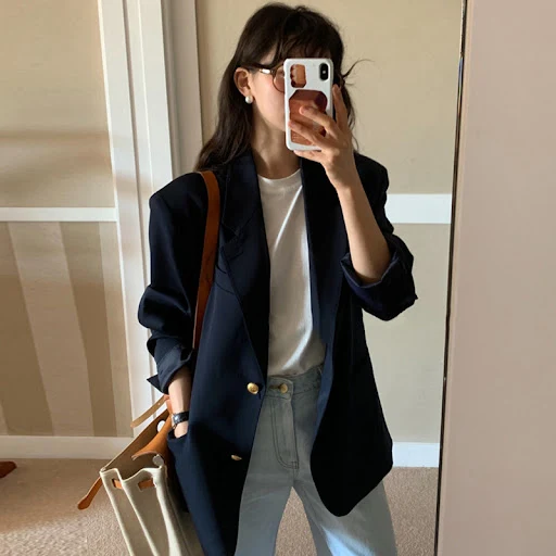 Title 1, Retro High Sense Lapel Loose Versatile Ladies J...