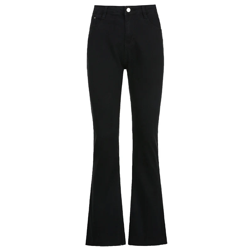 Calça jeans feminina cintura alta, slim, retrô e flare casual. Jeans com modelagem que valoriza o corpo para um visual moderno e despojado. — foto 3